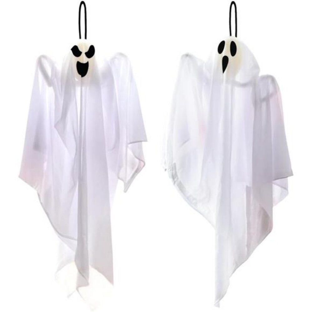 2 Packs 27.5" Halloween Decor Hanging Ghosts Outdoor, Halloween Hanging Ghost